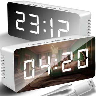 Budzik zegar elektroniczny termometr lustro led RTO