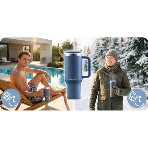 Termos próżniowy kubek ze słomką 1180 ml Berdsen granatowy