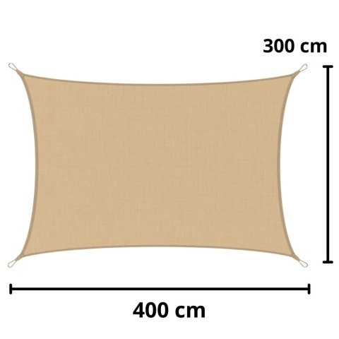 Żagiel Ogrodowy Przeciwsłoneczny Wodoodporny Prostokąt Beżowy 200x300 cm LEAN