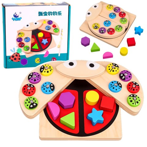 Gra Drewniana Łowienie Biedronek Układanka Edukacyjna Sorter Biedronka LEAN TOYS