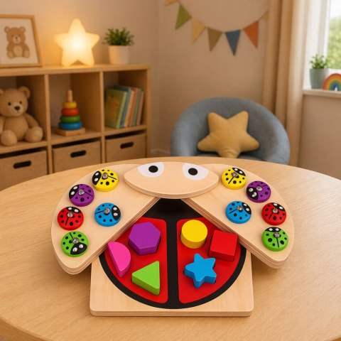 Gra Drewniana Łowienie Biedronek Układanka Edukacyjna Sorter Biedronka LEAN TOYS
