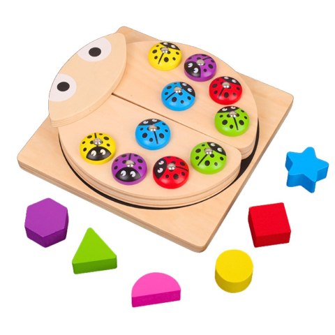 Gra Drewniana Łowienie Biedronek Układanka Edukacyjna Sorter Biedronka LEAN TOYS