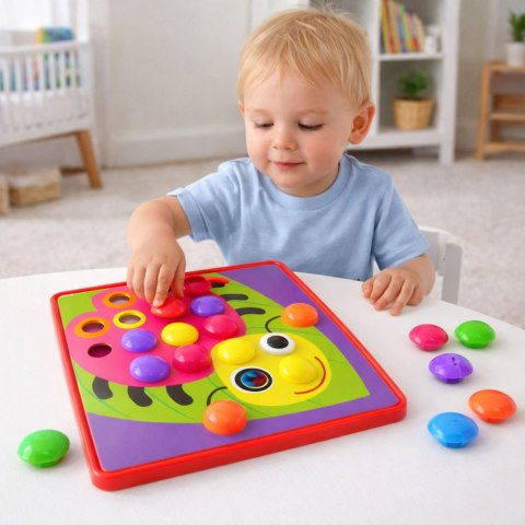 Układanka Guzikowa Mozaika Kreatywne Puzzle Geometryczne Grzybki 46 el. LEAN TOYS