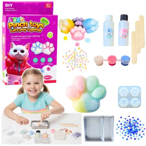 Zestaw Kreatywny DIY Do Tworzenia Gniotków Gniotek Kocia Łapka Squishy 28 el. LEAN TOYS