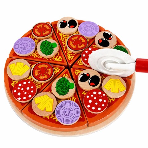 Drewniany Zestaw Do Krojenia Pizza Na Rzepy Kółko Do Krojenia Deska LEAN TOYS