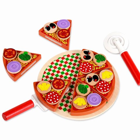 Drewniany Zestaw Do Krojenia Pizza Na Rzepy Kółko Do Krojenia Deska LEAN TOYS