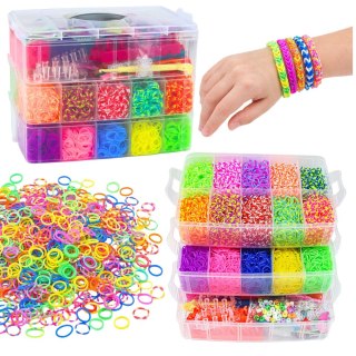 Duży Zestaw Kreatywny Gumki Do Robienia Bransoletek DIY Kuferek 15000 el. LEAN TOYS