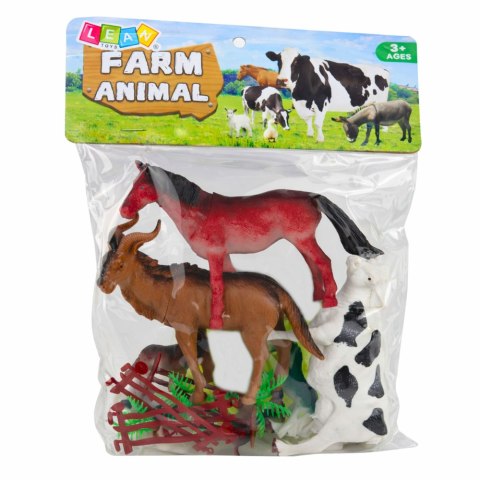 Zestaw Figurki Zwierzęta Domowe Gospodarskie Farma Drzewka Płot 13 el. LEAN TOYS