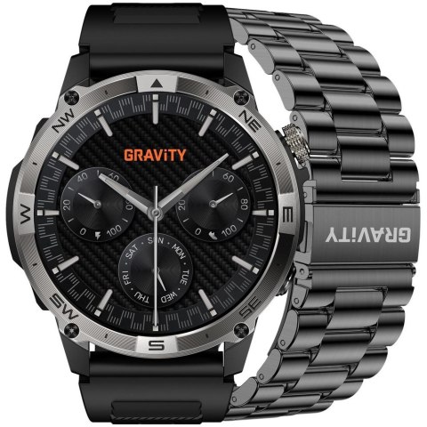 Gravity Smartwatch Gravity Czarny Pasek + Bransoleta GT46-1