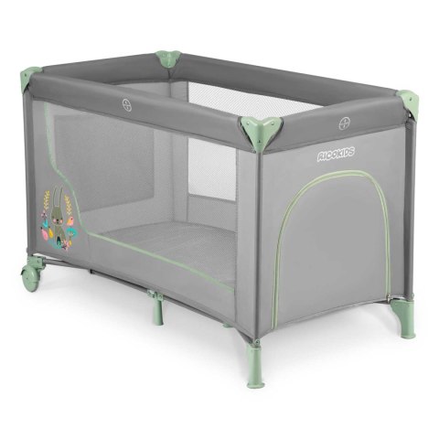 Łóżeczko turystyczne + materac + torba 125 x 65 x 78 cm RK-240 szaro-miętowe