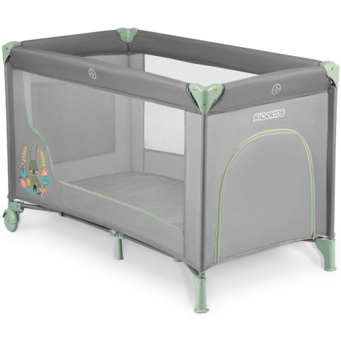 Łóżeczko turystyczne + materac + torba 125 x 65 x 78 cm RK-240 szaro-miętowe