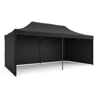 Pawilon ogrodowy 3 scianki 3 x 6m czarny Plonos