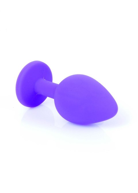 Korek analny silikonowy fioletowy z czerwonym diamentem HeavyFun 8 cm