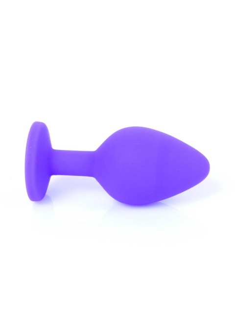Korek analny silikonowy fioletowy z czerwonym diamentem HeavyFun 8 cm
