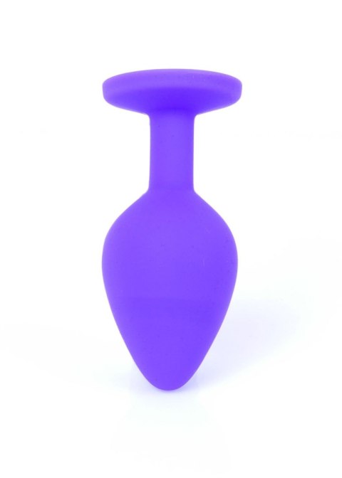 Korek analny silikonowy fioletowy z czerwonym diamentem HeavyFun 8 cm
