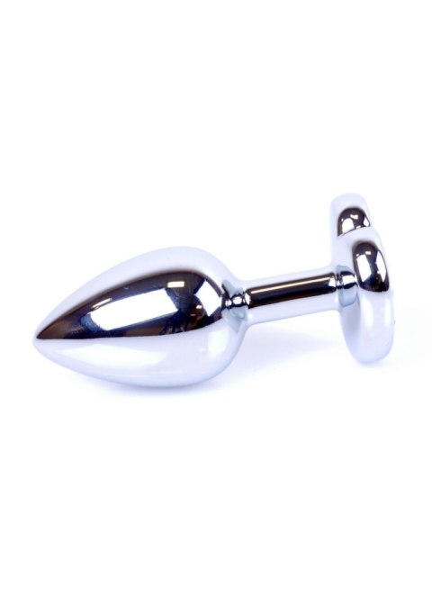 Korek analny srebrny z sercem HeavyFun ciemnieniebieski 7 cm