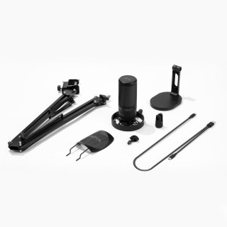 Mikrofon przewodowy ze statywem biurkowym K3 108dB RGB USB-C - czarny