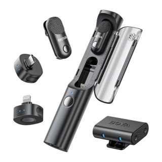 Zestaw mikrofonów bezprzewodowych 4w1 2.4GHz USB-C MAGIC-02 - czarny