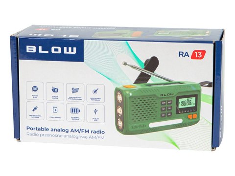77-551# Radio przenośne analogowe am/fm blow ra13 solarne na korbkę Blow