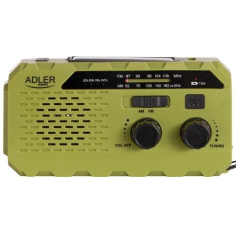 AD 1197 Green Radio solarne z korbką ręczną ADLER