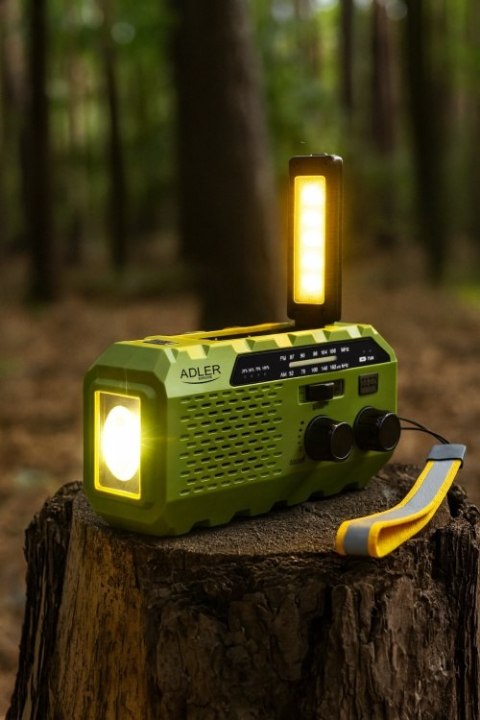AD 1197 Green Radio solarne z korbką ręczną ADLER