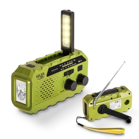 AD 1197 Green Radio solarne z korbką ręczną ADLER