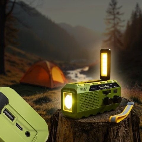 AD 1197 Green Radio solarne z korbką ręczną ADLER