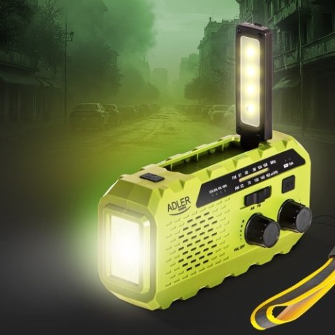 AD 1197 Green Radio solarne z korbką ręczną ADLER