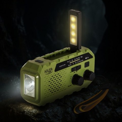 AD 1197 Green Radio solarne z korbką ręczną ADLER