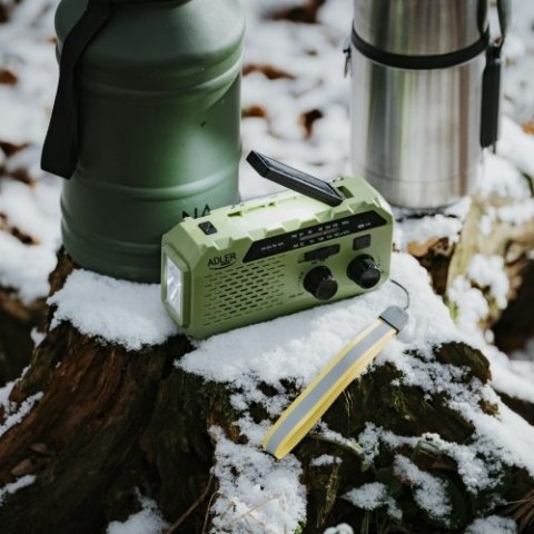 AD 1197 Green Radio solarne z korbką ręczną ADLER