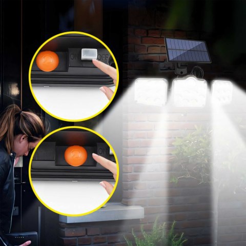 Lampa solarna 110 led z czujnikiem ruchu zmierzchu cob ogrodowa + pilot RTO