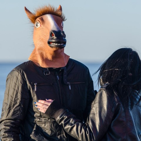 Maska głowa konia koń lateksowa na halloween imprezę przebranie z włosami-o094 RTO