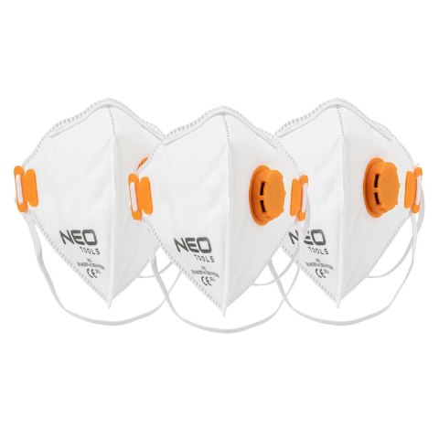 Półmaska składana FFP2, z zaworem, 3 szt., CE NEO TOOLS
