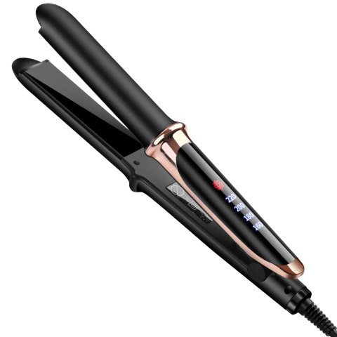 Prostownica do włosów ceramiczna ekran lcd 2w1 lokówka lekka czarna RTO