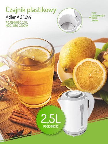 AD 1244 Czajnik plastikowy 2,5 l ADLER