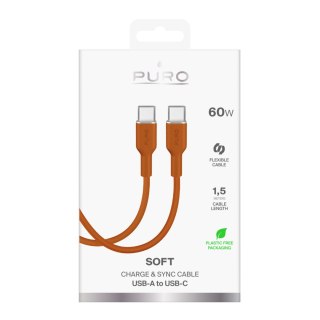 Kabel przewód elastyczny USB-C 60W 1.5m ICON - pomarańczowy