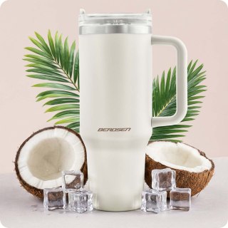 Termos próżniowy kubek ze słomką 1180 ml Berdsen kremowy