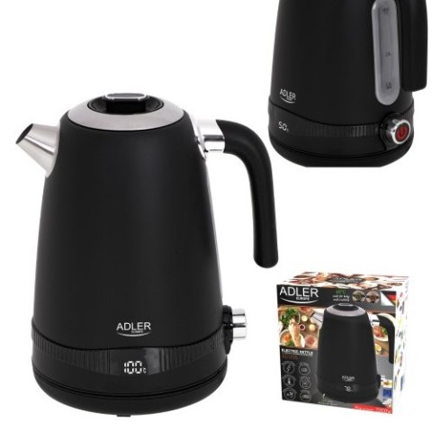 AD 1295 black Czajnik metalowy 1,7l z lcd & regulacją temperatury ADLER