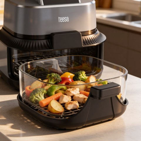 Frytkownica beztłuszczowa TEESA GLASS AIR FRYER 4L, 1,5 L, 1500W Teesa