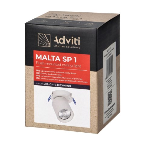 MALTA SP 1, oprawa ścienno-sufitowa podtynkowa, GU10 max. 12W, IP20, czarna Orno