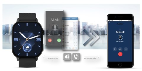 Gravity Smartwatch Gravity GT15-1 Czarny Pasek Silikonowy + Czarna Bransoleta