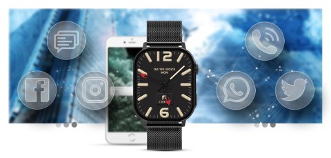 Gravity Smartwatch Gravity GT15-1 Czarny Pasek Silikonowy + Czarna Bransoleta