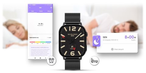 Gravity Smartwatch Gravity GT15-1 Czarny Pasek Silikonowy + Czarna Bransoleta