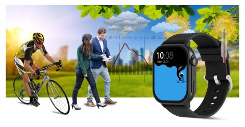 Gravity Smartwatch Gravity GT15-1 Czarny Pasek Silikonowy + Czarna Bransoleta