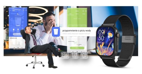 Gravity Smartwatch Gravity GT15-1 Czarny Pasek Silikonowy + Czarna Bransoleta