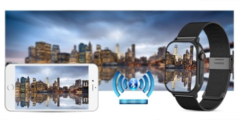 Gravity Smartwatch Gravity GT15-1 Czarny Pasek Silikonowy + Czarna Bransoleta