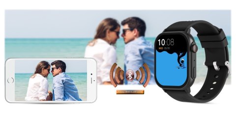 Gravity Smartwatch Gravity GT15-1 Czarny Pasek Silikonowy + Czarna Bransoleta