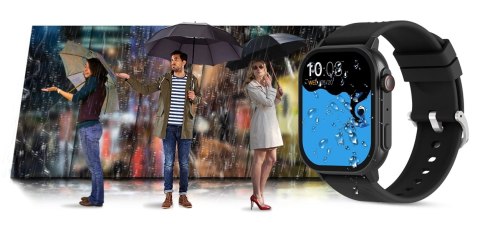 Gravity Smartwatch Gravity GT15-1 Czarny Pasek Silikonowy + Czarna Bransoleta