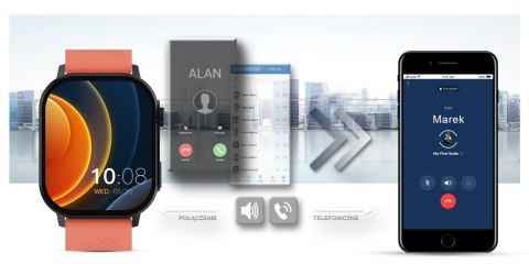 Gravity Smartwatch Gravity GT15-3 Czerwony Pasek Silikonowy + Czarna Bransoleta