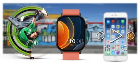 Gravity Smartwatch Gravity GT15-3 Czerwony Pasek Silikonowy + Czarna Bransoleta